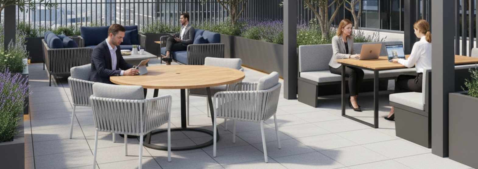 Aménagement d'un extérieur en entreprise